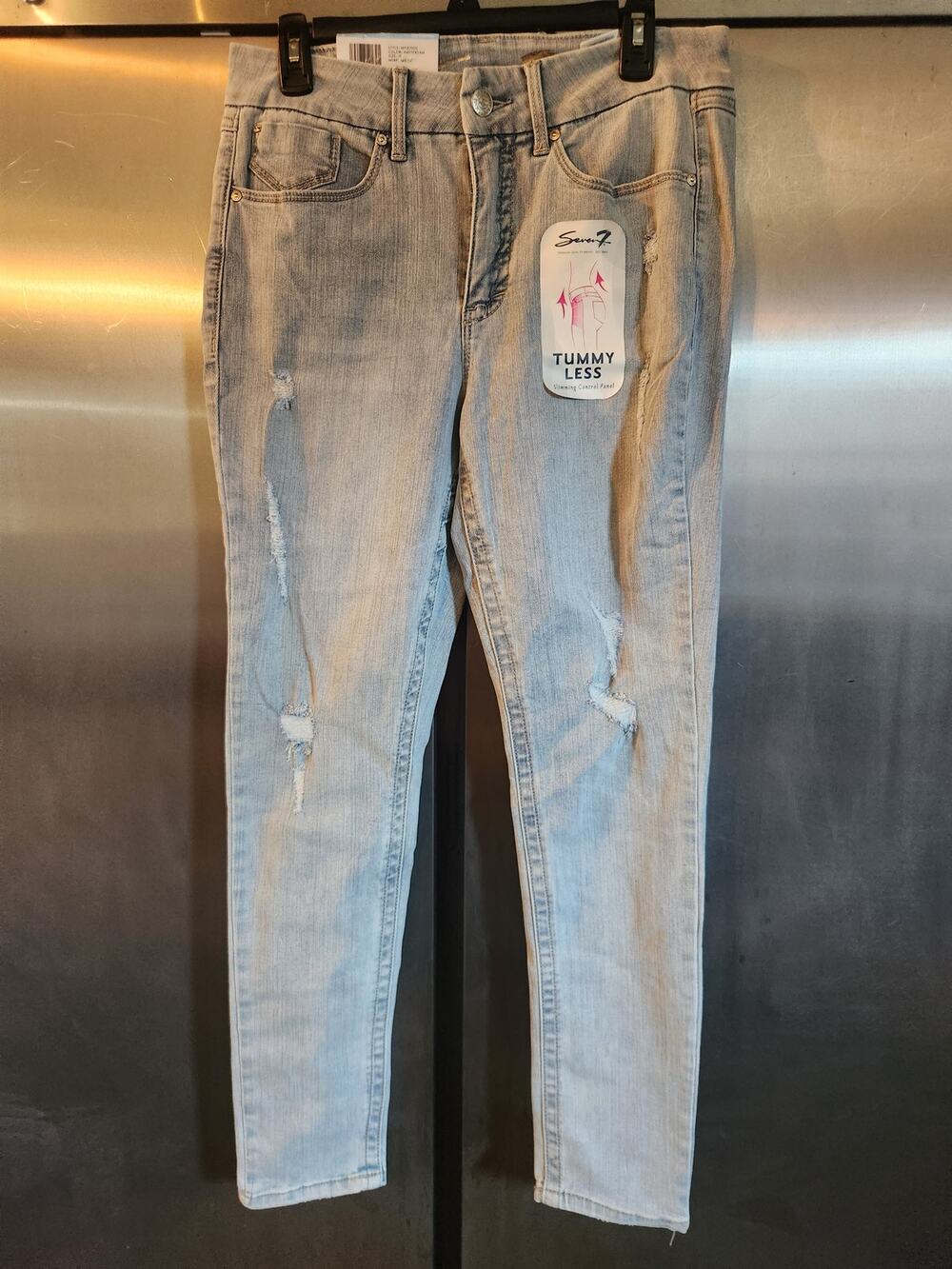 Seven7 Tummy Less High Rise Skinny Distressed Jeans Size 10